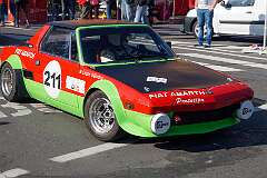 A Fiat Abarth X 1/9 Prototipo of 1974 at the start of a car rallye in front of Biblioteca Judeteana (County Library) George Barițiu in Braşov, Romania, 2015.