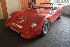 A Fiat Abarth 1000 Biposto Millino Spyder racing car of 1969; it won the Targa Florio race in its class in 1970.