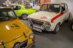 A Fiat Abarth 595 or 695 of 1964 and Fiat Abarth OT 1600 with in the background a Fiat Abarth OTR 1000 Coupe Bertone of 1965.