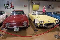 A Studebaker Avanti (1962-1963) and a 1960 Chevrolet Corvette; in the Gold Coast Motor Museum.