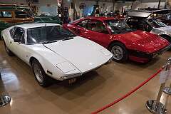 A De Tomaso Pantera (1971-1992), a mid-engined sports car designed by Ghia, and a Ferrari Mondial 8 (1980-1982),  designed by Pininfarina.