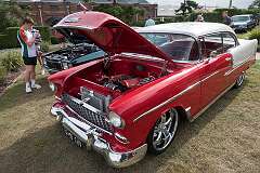 A modified 1955 Chevrolet Bel Air with a Corvette engine at the Workshops Rail Museum, Ipswich, Queensland, Australia, 2021.