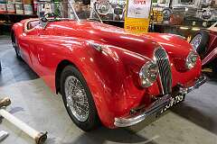 A Jaguar XK 120, a two-seater sports car manufactured between 1948 and 1954; a sensation when it first appeared at the 1948 motor show.