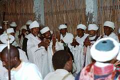 Zege, Ethiopia, 1973 - Priests and monks, at the Festival of the Virgin Mary in Ura Kidhane Mihret monastery on Zege peninsula.