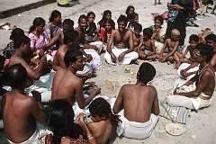 Rameswaram, India, 2003 - A “puja” Hindu ceremony on the beach in Rameswaram, a holy city in south eastern Tamil Nadu.