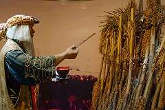 Shiraoi, Hokkaido, Japan, 2014 - Depiction of an Ainu spirit ceremony in the Shiraoi Ainu Museum, on Hokkaido island.