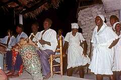 Port au Prince, Haiti, 1980 - Drumming and trance dancing at a public Vaudou (Voodoo) ceremony.