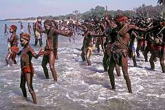 Numbulwar, NT, Australia, 1996 - Dancing in the sea in the final rituals of the “Ngarrag” or “Mardayin” ceremony, on the western Gulf of Carpentaria.