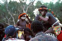 Numbulwar, NT, Australia, 1997 - Two Nunggubuyu boys during the “Djapi” initiation ceremony on the western Gulf of Carpentaria.