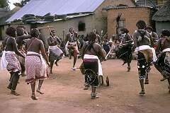 Bethany, Eswatini, 1972 - Candidate “tangoma” dance to the drum rhythms associated with with “emadloti”, ancestral spirits, in their “iNtfwasa” graduation ceremony.