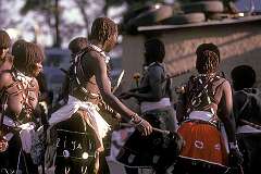 Bethany, Eswatini, 1973 - “Sangoma” initiates in full regalia dance, communicating with “emadloti” (ancestral spirits) in their “iNtfwasa” graduation ceremony.