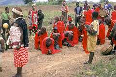 Bethany, Eswatini, 1972 - “Sangoma” initiates shake in trance to the sound of drums, playing the rhythm of the “emaNdzawe”, during their “iNtwasa” ceremony.