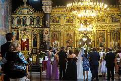 Sofia, Bulgaria, 2015 - A wedding ceremony in the Sveta Nedelya (Holy Sunday) Church, an Eastern Orthodox cathedral.