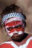 Lajamanu, NT, Australia, 1976 - A Warlpiri boy in a “Purlapa” corroboree.