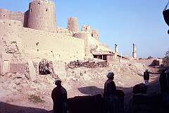 The ancient citadel of Herat has deteriorated badly over the years, but its crumbling ruins make a startling contrast with the gleaming minarets of the Jami mosque. It is possible to walk around its outer wall, but access is restricted because it is an army post.