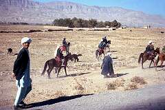 People on the way to a buzkashi match near Pul-e-Khumri, between Kunduz and Kabul.