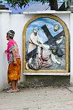 An image of Jesus, Stations of the Cross, along the street to the Catholic Cathedral of St Joseph.