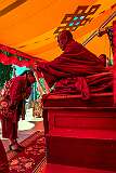 Geshe Dondup Tsering, the Abbot of the GRL Monastery, presents a “khata”, ceremonial shawl during the ceremony.