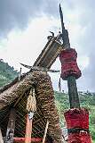 The top of the façade of a traditional 'bachelors' dormitory' house of the Chang tribe in Kisama Heritage Village.