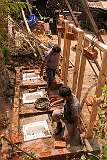Villagers constructing latrines in old Angami Naga village of Khonoma.