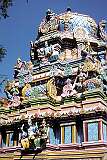 Detail of a richly carved “gopuram” or tower gateway in the Sri Rangathaswamy Temple in Srirangam. It is one of the oldest surviving active temple complexes in South India.