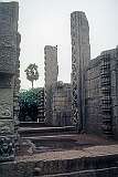 The Raya Gopuram, the stone remains of an ancient, unfinished temple entrance with ornate carvings and sculptures in Mahabalipuram.