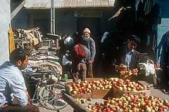 Selling apples on the market in Gorgan.