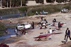 Washing cars and carpets in the Zayandeh Rud river, Isfahan.