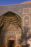 Portico of the 17th century Masjed-e-Sheikh Lutfullah, one of the beautiful decorated mosques in the city of Isfahan.