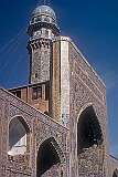 The northwestern gate with its clock tower at Enghelab Courtyard, at the Imam Reza Holy Shrine complex in Mashhad.