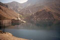 The Amir Kabir Lake above the dam on the Karaj River in the Central Alborz mountain range.