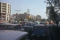 View to Ferdowsi Square from Shah Reza Street (now Enqelab Street), in the centre of Tehran.