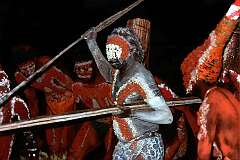 Alekarenge, Northern Territory, Australia, 1976 - “Jurntu” corroboree by Warlpiri men at the “Purlapa Wiri”.