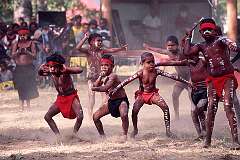 Cape York, Queensland, Australia, 2001 - “Mona Mona Mayiwunba” dance group from Kuranda at the Laura Aboriginal Cultural Festival.
