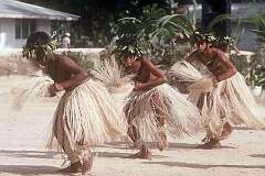 Rarotonga, Cook Islands, 1992 - “Hneen” dance, by boys from Hwâârhê in New Caledonia, at the Festival of Pacific Arts.
