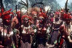 Avi, Papua New Guinea, 1979 - Women from Chimbu, at a sing-sing in Avi market.