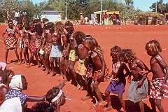 Alekarenge, Northern Territory, Australia, 1976 - Warlpiri girls from Lajamanu at the “Purlapa Wiri” Aboriginal dance festival.