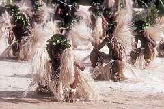 Rarotonga, Cook Islands, 1992 - “Hneen” performance by boys of the Hwâârhê group from New Caledonia, at the Festival of Pacific Arts.