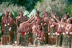 Rarotonga, Cook Islands, 1992 - Stick game by Maori girls from New Zealand at the Festival of Pacific Arts.