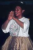 Nukufetau atoll, Tuvalu, 1999 - The Fatele dance in the “Maneapa”, village community hall.