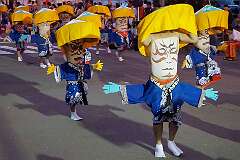 Furano, Hokkaido, Japan, 2014 - Evening parade with the “Bellybutton Dance” at the Heso Matsuri Festival.