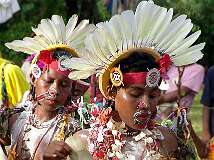 Omarakana, Kiriwina Island, Trobriand Islands, Papua New Guinea, 2005 - The traditional Osimoya dance at Independence Day celebrations.
