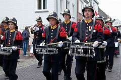 Meerssen, Limburg, Netherlands, 2009 - Drum band in a parade of traditional “Schutterijen” clubs.