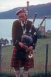 Drumnadrochit, Scotland, 1979 - Bagpipe player at Urquhart Castle, Loch Ness.