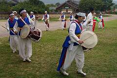 Suncheon, Jeollanamdo, Korea, 2014 - Traditional Korean dance performance in Naganeupseong Folk Village.