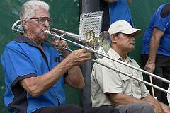Port Douglas, Queensland, Australia, 2011 - Playing the trombone.