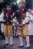 Strážnice, Morava, Czechia, 1989 - Czech boys singing and playing a “bock” (bagpipe).