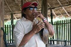 Palumeu, Suriname, 2016 - A Kirije pan flute played by a Tiriyó Amerindian man.