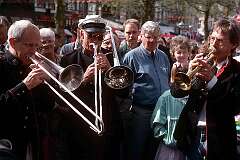Breda, Noord Brabant, Netherlands, 1989 - The Blue Marble Silver Cornet Band at the Breda Jazz Festival.