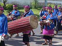 Narmada, Lombok, Indonesia, 2005 - A Balinese Hindu religious procession with drums and gamelan.
